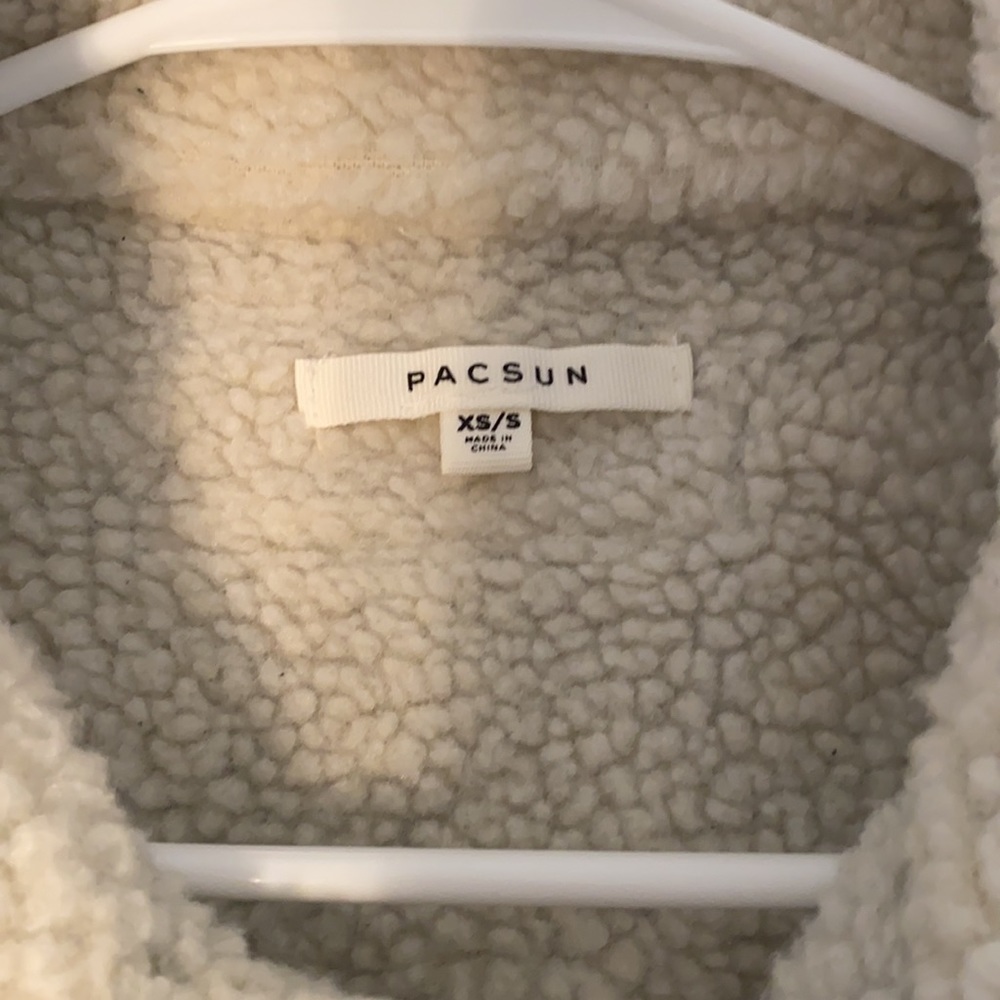 PacSun Oversized Corduroy Sherpa Trucker Jacket Olive XS/S - Picture 7 of 7